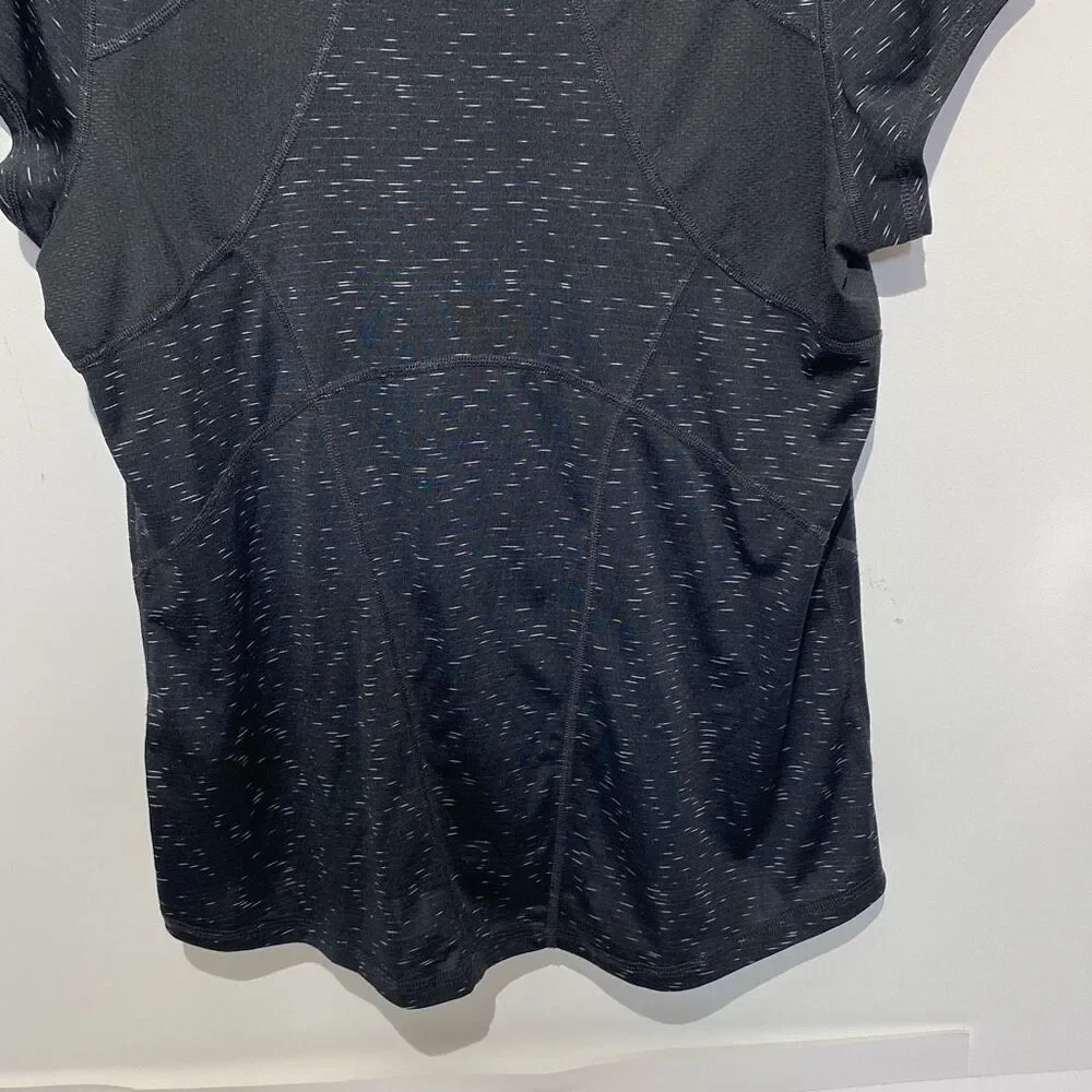 MTA‎ Sport Women's Black White Mesh Round Neck Short Sleeve Athletic T-Shirt XL